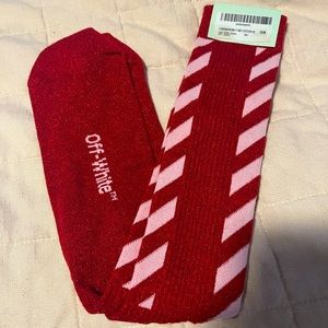 NWT Off-White Red & Pink Glitter Knee Socks